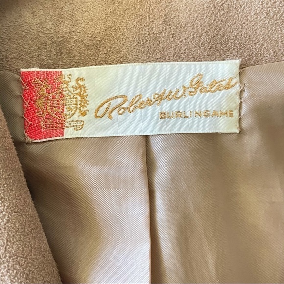 Vintage Abe Schrader Ultra Suede Peak Lapel Button Front Blazer Jacket Tan Small - Picture 15 of 16